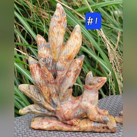 Crazy Lace Agate Nine-Tail Fox - Picture 3 of 14